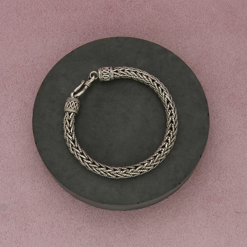 sterling silver vintage bali 6mm twisted wheat chain bracelet size 6.5in